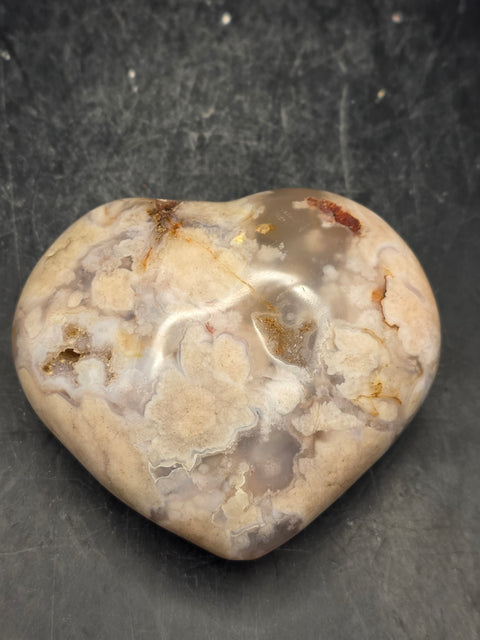 Druzy Carnelian agate heart! 4.8 ounces, 2.5 inches tall, 2.3" wide
