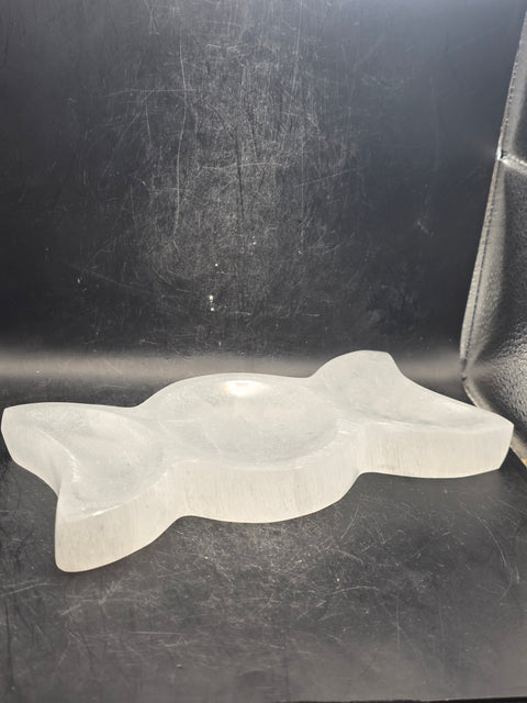 Triple moon goddess selenite bowl! 7.5 inches wide, 1.2 pounds