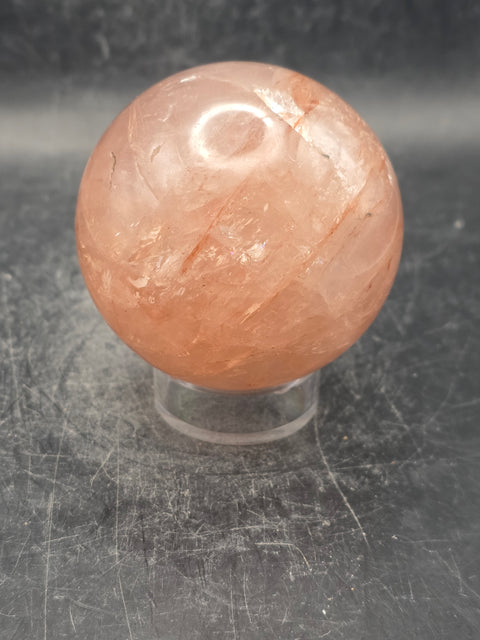Red hematoid fire quartz sphere! 9.2 ounces, 57mm, 2.2 inches