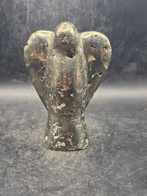 Large pyrite angel! 11.8 ounces, 3.6 inches tall, 2.4" wide