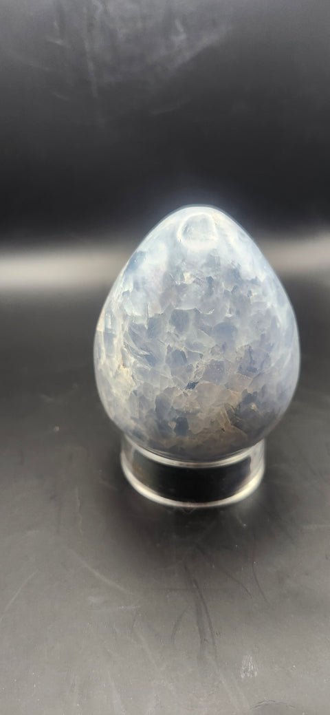 Blue calcite egg. 2.8 inches, 11.2 ounces
