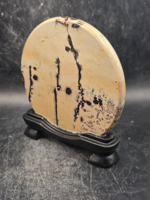 Natural picture jasper slab with stand! 4.9 ounces, 3.5 inches wide