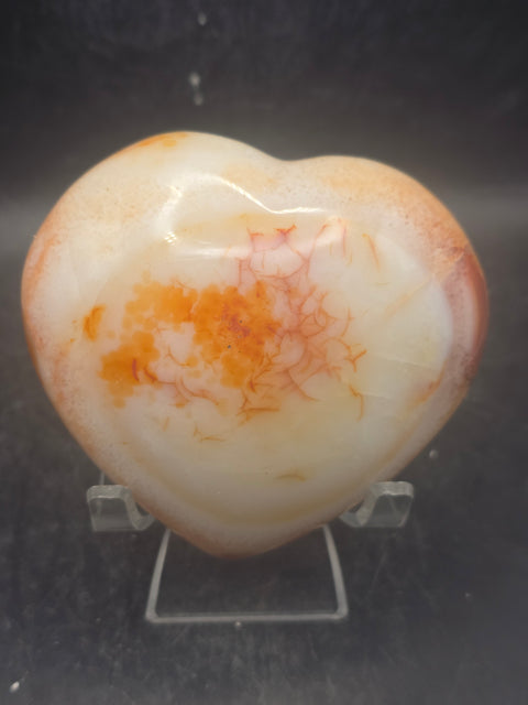 Carnelian agate heart! 12.3 ounces, 3.3 inches wide, 3" tall