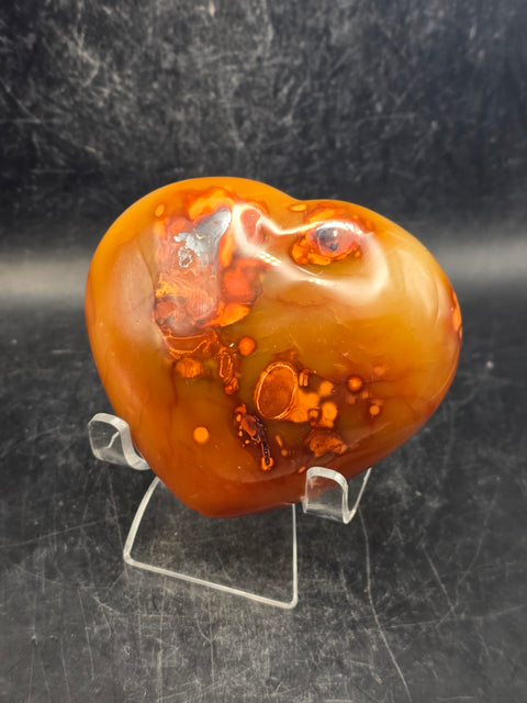 Carnelian agate heart! 3.3 inches wide, 3 inches tall
