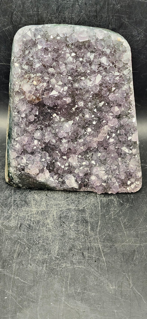 Amethyst cut base free form! 2.2 pounds, 4.5 inches tall, 3.6 wide