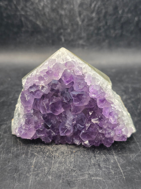 Amethyst polished top point! 6 ounces, 2.3 inches tall, 3.3" wide