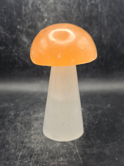 Large Peach top selenite mushroom! 3.9 inches tall