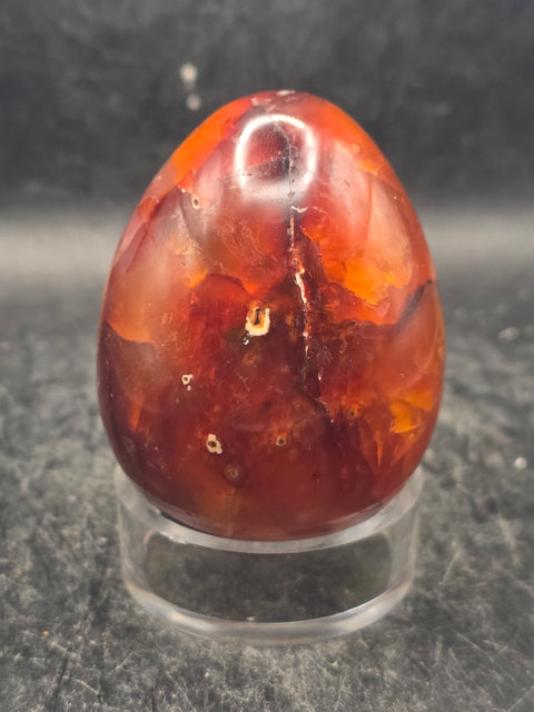Carnelian agate egg! 7.5 ounces, 2.5 inches tall, 1.9 inches wide