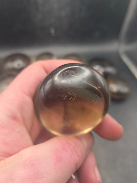 Smoky quartz palm stone! 1.9 too 2.1 inches!
