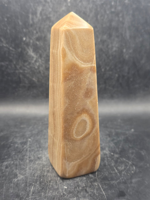 Chocolate calcite tower! 9 ounces, 4.7 inches tall