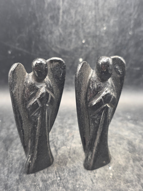 Black tourmaline gemstone angel! 3 inches tall, 1.6 ounces!