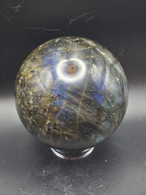 Jumbo labradorite sphere! 96mm, 3.7 inches  2.14 pounds