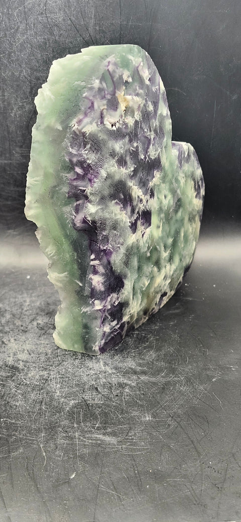 Druzy Snowflake florite heart! 2.8 pounds, 6.25 inches wide, 5.25 tall