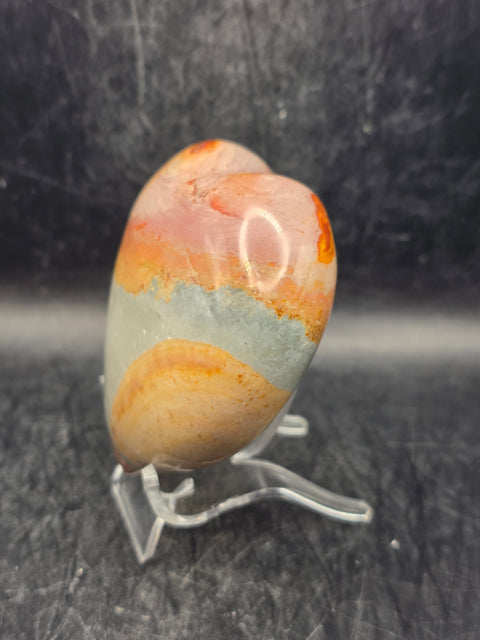 Polychrome jasper heart! 10 ounces, 3.1 inch by 3.1 inch!