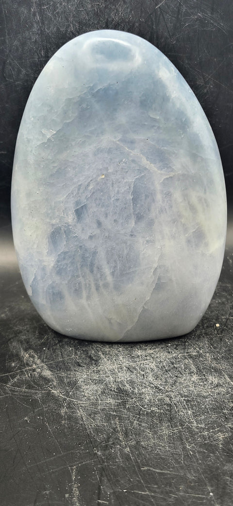 Blue calcite free form! 1.6 pounds, 4.5 inches tall, 3.5 wide