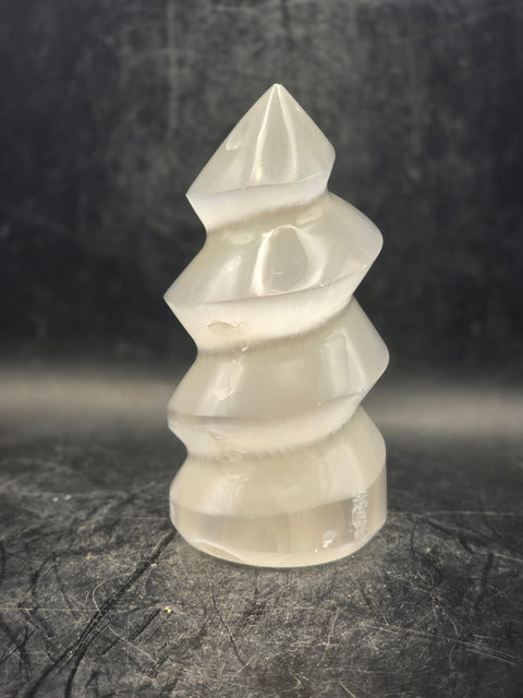 Selenite spiral tower! 3.9 inches tall, 9 ounces!