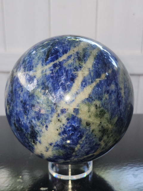 Massive blue sodalite sphere! 4.14 pounds, 114mm, 4.5 inches