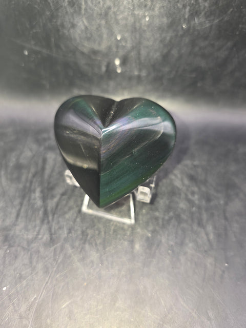 Rainbow obsidian heart! 4.8 ounces, 2.2 inches wide, 2.2" tall