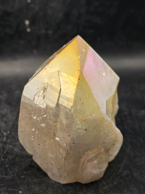 Angel aura citrine polished top point! 10 ounces, 2.8 inches tall