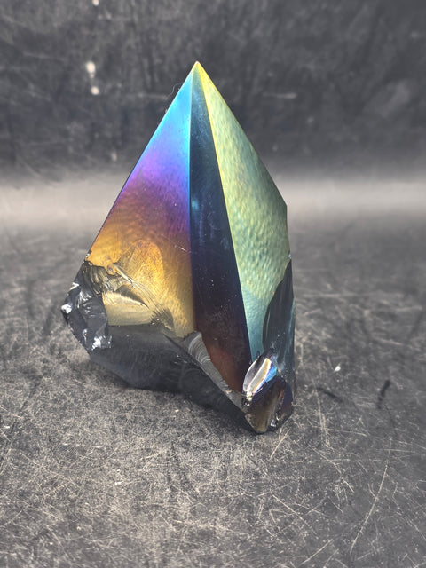 Titanium obsidian polished top point! 4.6 ounces, 2.5 inches tall!