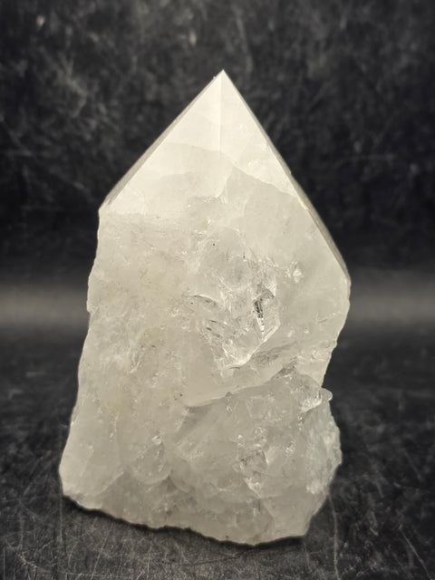 Clear quartz polished top point! 13.2 ounces, 3.6 inches tall, 2.5" wide