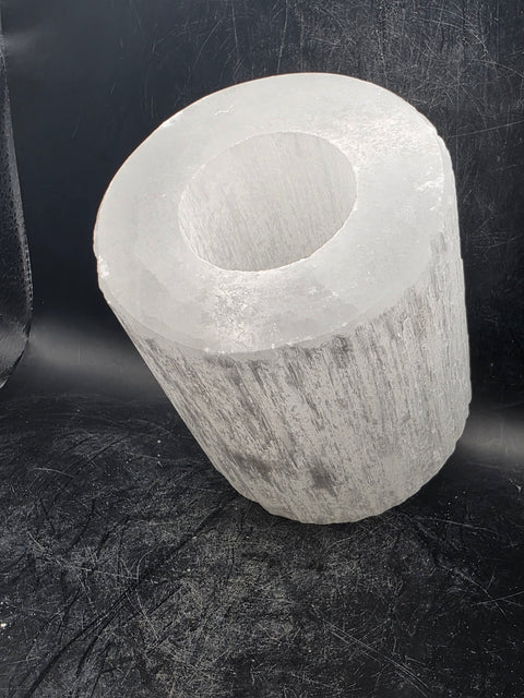 Selenite candle holder! 2.6 pounds, 3.9 inches tall, 3.3" wide