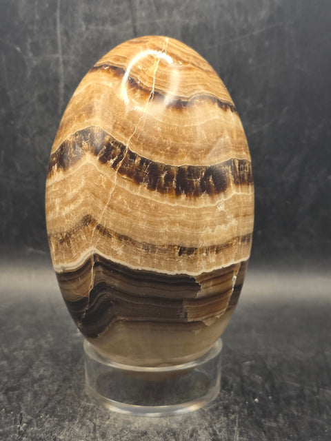 Chocolate calcite lingam! 1.6 pounds, 4.2 inches tall, 2.5" wide!