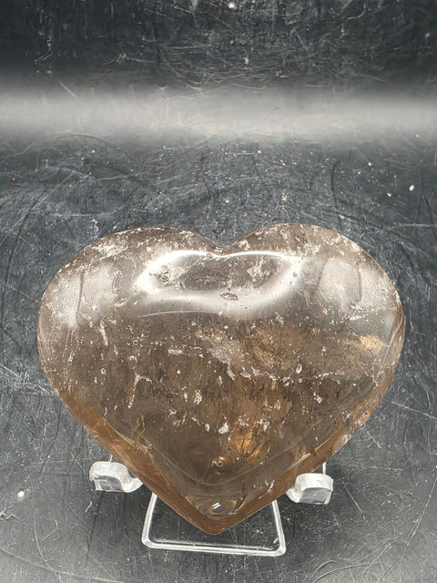 Smoky quartz heart!! 4 to 5 ounces, 2.5 to 3 inches!!