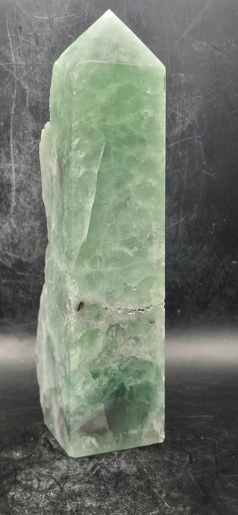 Druzy florite free form tower! 1.4 pounds, 6.5 inches tall, 1.9" wide