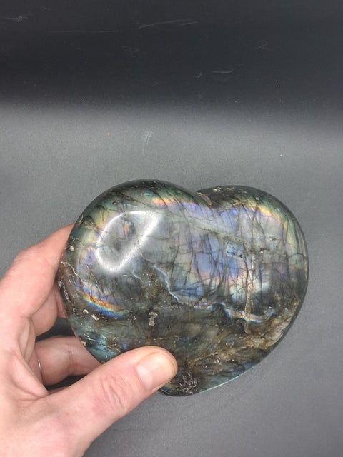 Large labradorite heart! 2.3 pounds, 5 by 5 inches