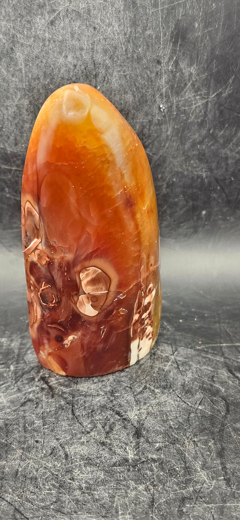 Carnelian agate free-form! 8 ounces, 3.5 inches tall, 2" wide