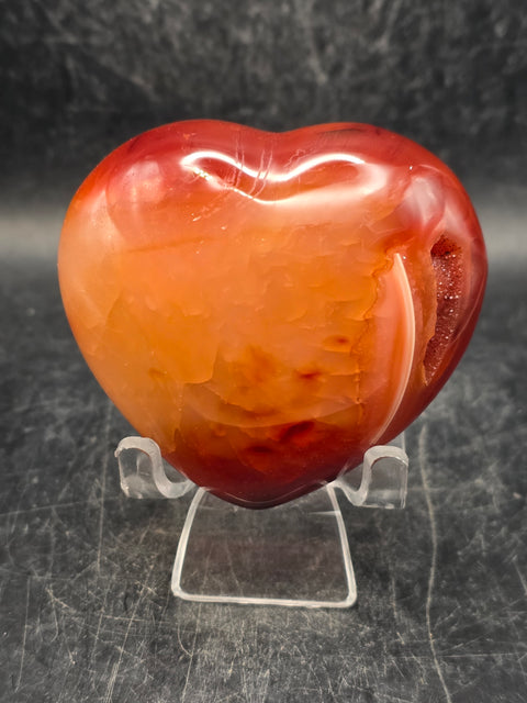 Druzy Carnelian agate heart! 7 ounces, 2.6 inches wide, 2.4" tall