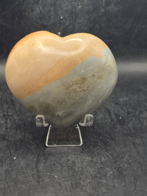 Polychrome jasper heart! 10 ounces, 3.4 inches wide, 3.1 tall