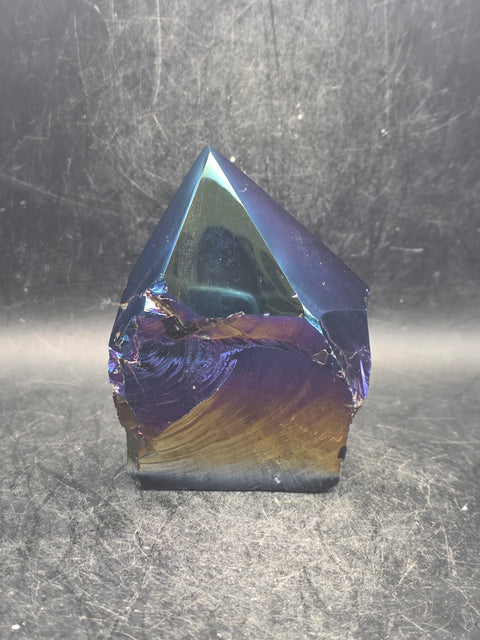 Titanium obsidian polished top point! 8 ounces, 3 inches tall