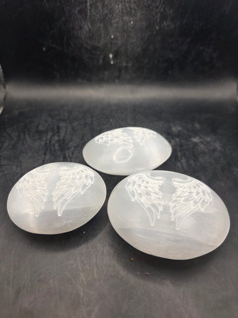 Selenite angel wing palm stone!