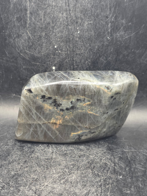 Orange flash sunset labradorite free form! 9.4 ounces, 3.4 inches wide