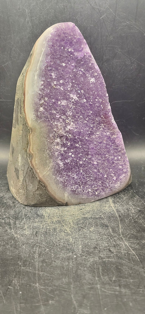 Amethyst cut base free form! 1.13 pounds, 4.7 inches tall, 3.4 wide