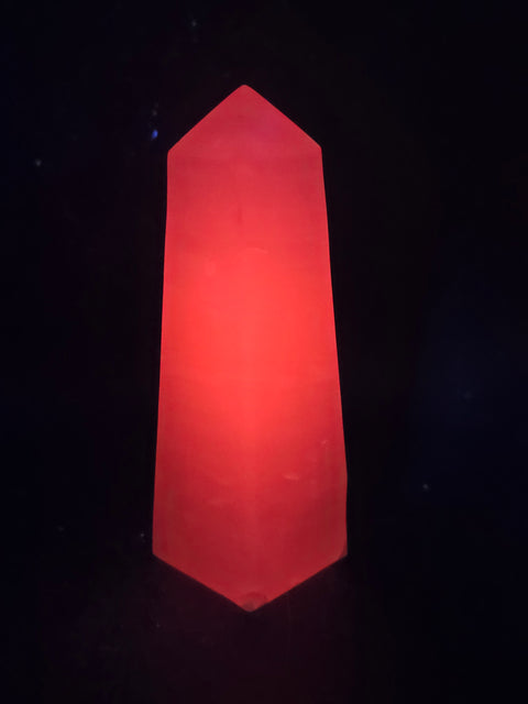 Pink mangano calcite tower! 4.8 inches tall, 11.5 ounces