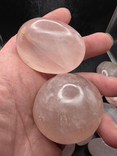 Rose quartz palm stones! Set of 2!!  1.5 to 2.6 inches