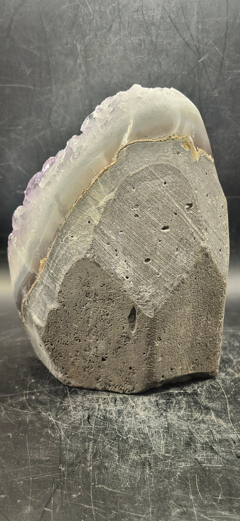 Amethyst cut base free form! 1.13 pounds, 4.5 inches tall, 3.3 wide