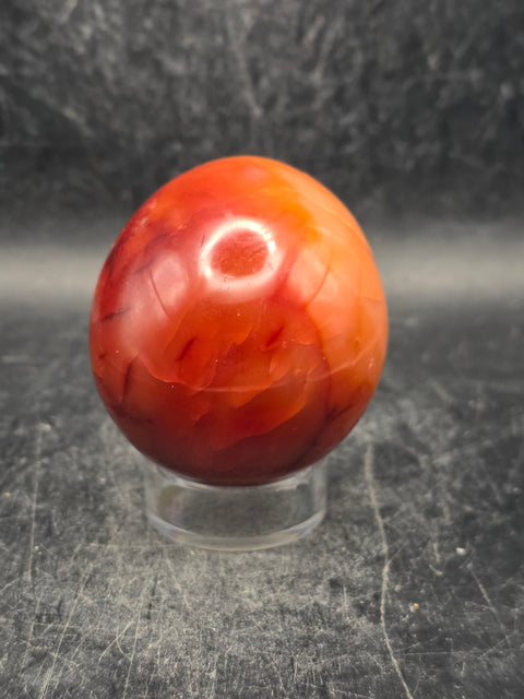 Carnelian agate egg! 6.9 ounces, 2.3 inches tall, 1.9" wide