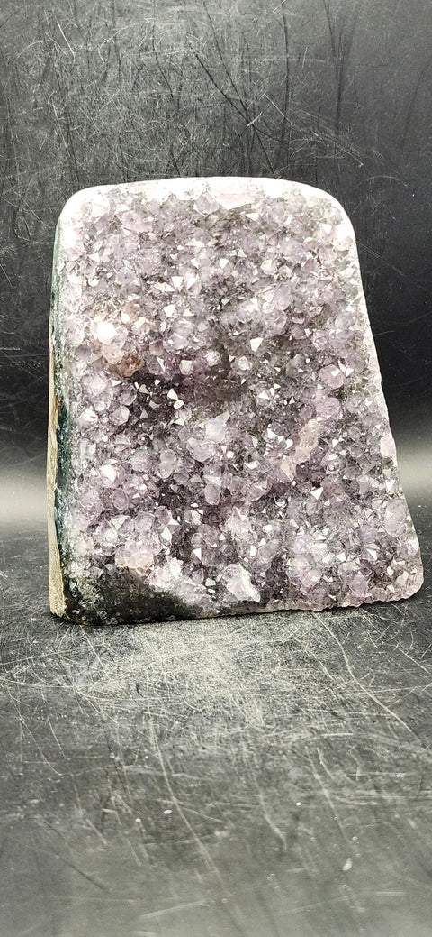 Amethyst cut base free form! 2.2 pounds, 4.5 inches tall, 3.6 wide