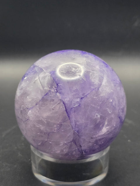 Purple crackle quartz sphere! 60.8mm, 2.3 inches, 11.2 ounces