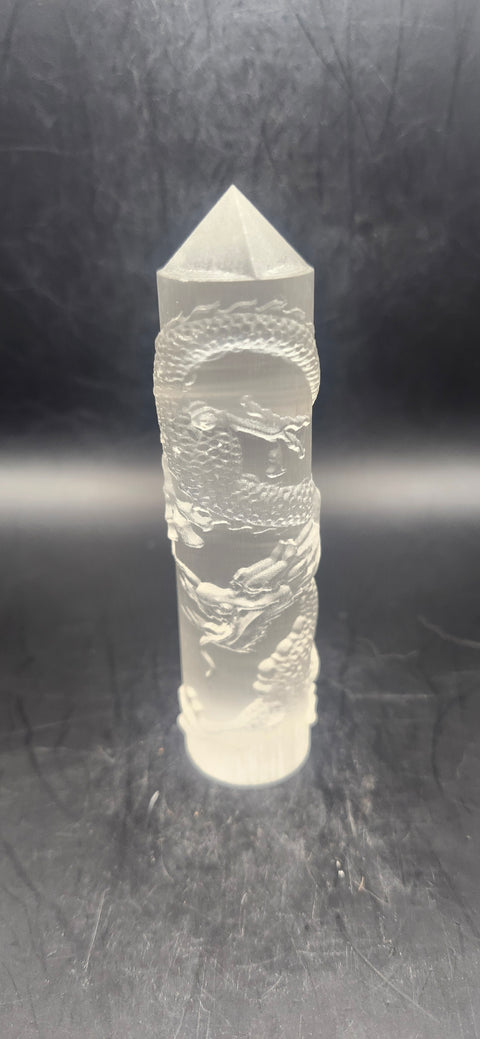 Selenite dragon tower! 4.25 inch tall, 3.7 ounce!