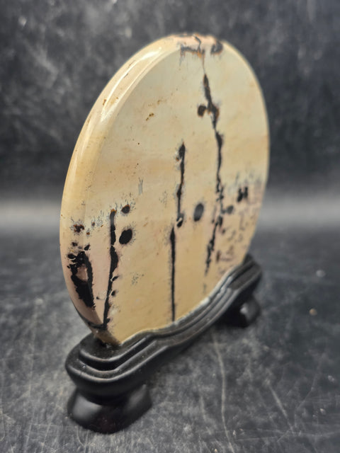 Natural picture jasper slab with stand! 4.9 ounces, 3.5 inches wide