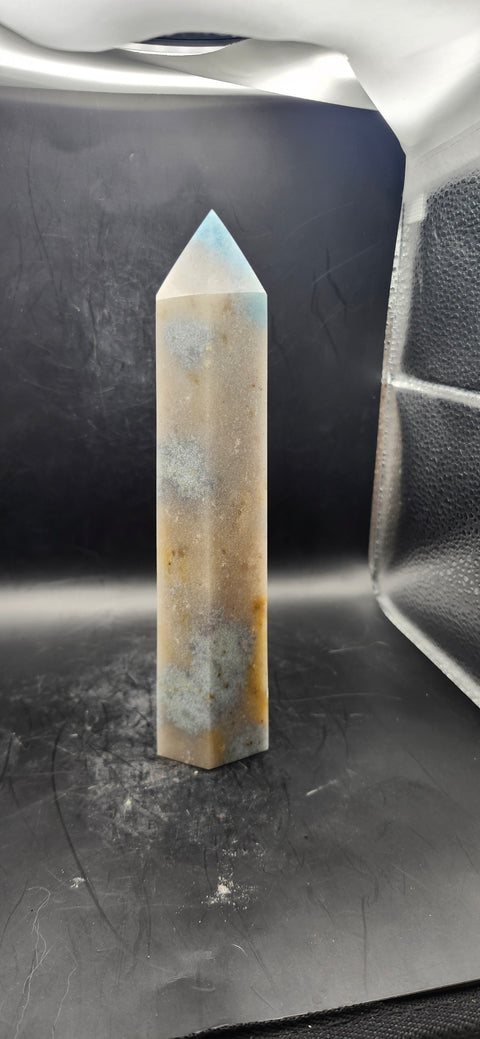 Blue, orange & green aventurine tower! 7.5 inches tall, 1.2 pounds