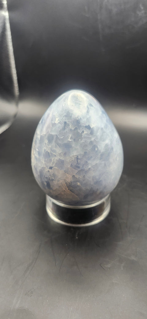 Blue calcite egg. 2.8 inches, 11.2 ounces