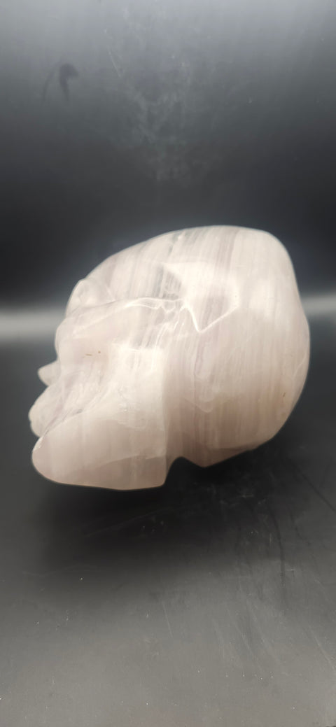 Striped Calcite skull offering bowl. 2.8 pounds, 5 by 4 by 3 inches