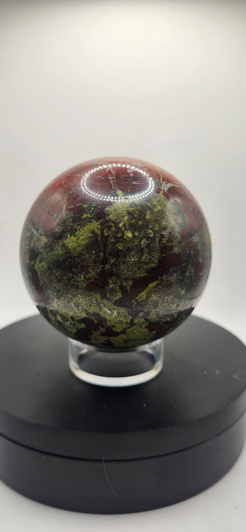 Dragon bloodstone sphere! 83mm, 3.27 inches, 1.15 pounds