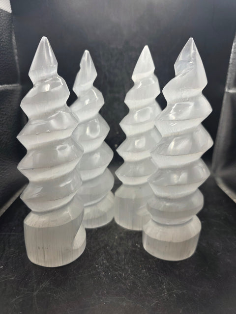Selenite spiral tower! 6 inches tall, 9.5 ounces!